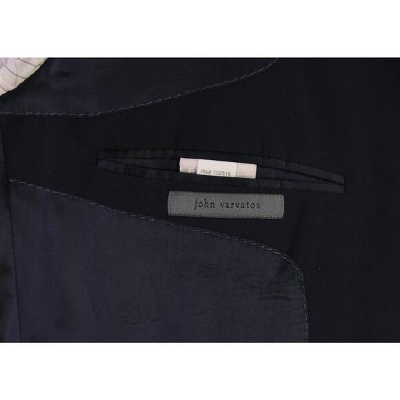 John Varvatos Solid Black Wool Stretch 2-Btn Blazer Jacket 42L - Picture 8 of 9